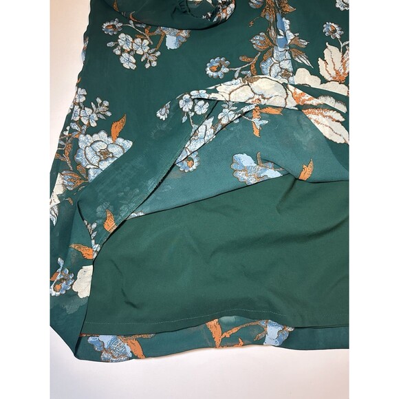 New York & Co‎ Eva Mendes Green Floral 3/4 Sheer Sleeve Dress Women's MEDIUM - Picture 6 of 12